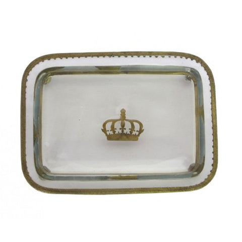 Hand Painted Glass Crown Tray