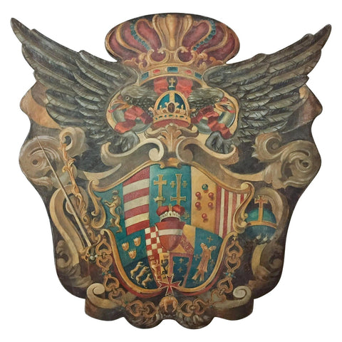 Handmade Baronial Crest Plaque on Solid Wood | Habsburg-Lorraine Dynasty
