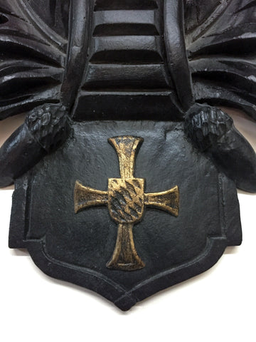 Bavarian Roe Deer Trophies on Black Forest Plaques with Bavarian Cross
