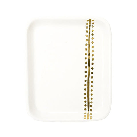 Handmade Moroccan Ceramic Tray in Gold Berber Dot (More Colors Available)