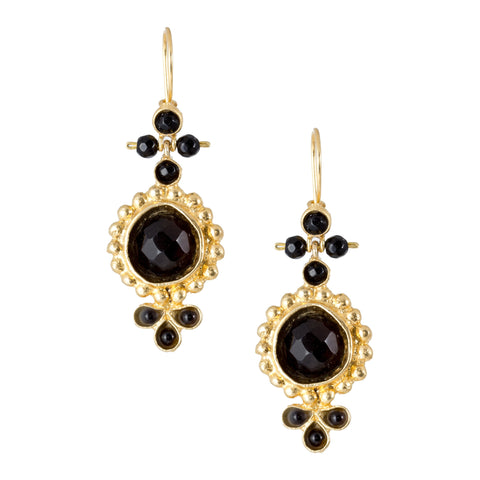 Turkish Delights Earrings: Black Faceted Drops