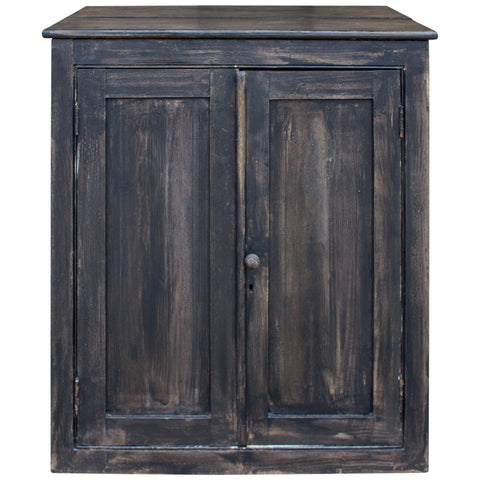 Vintage Wood Bar Cabinet in Black Wash Painted Finish