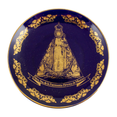Vintage Spanish Blue & Gold Ceramic Dish