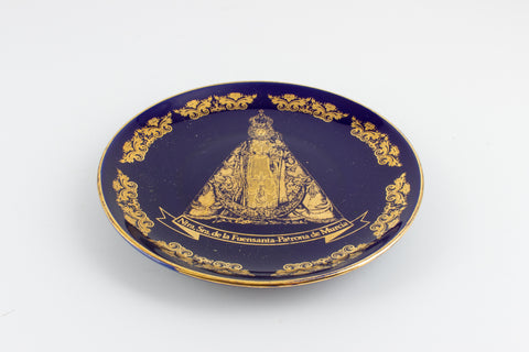 Vintage Spanish Blue & Gold Ceramic Dish