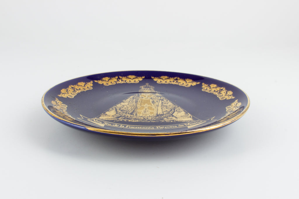 Vintage Spanish Blue & Gold Ceramic Dish