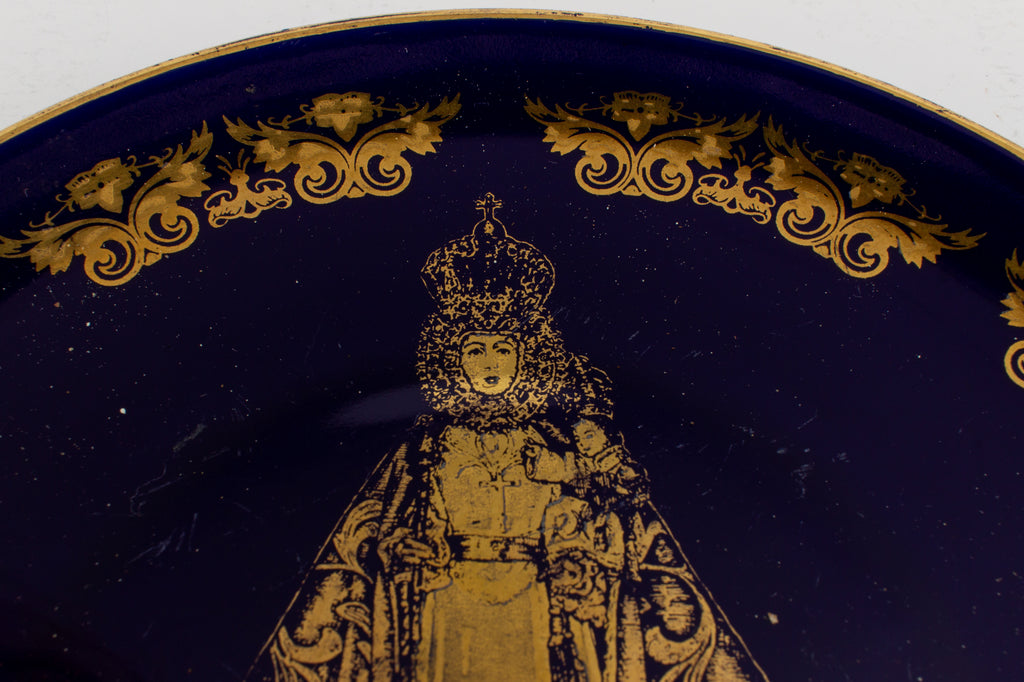 Vintage Spanish Blue & Gold Ceramic Dish