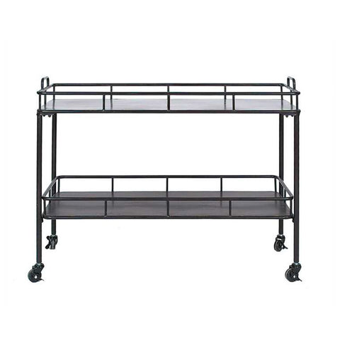 Two Tier Metal Bar Cart in Vintage Black