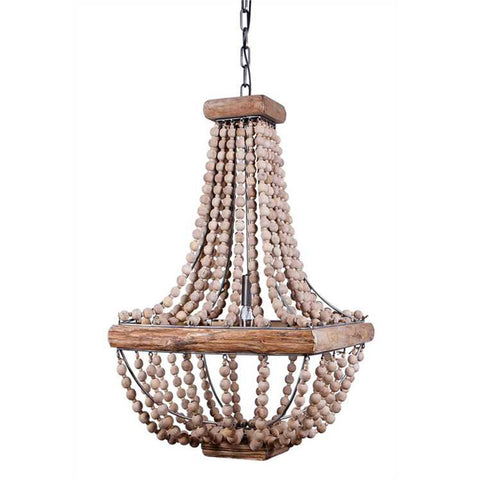 Square Wooden Beaded Chandelier