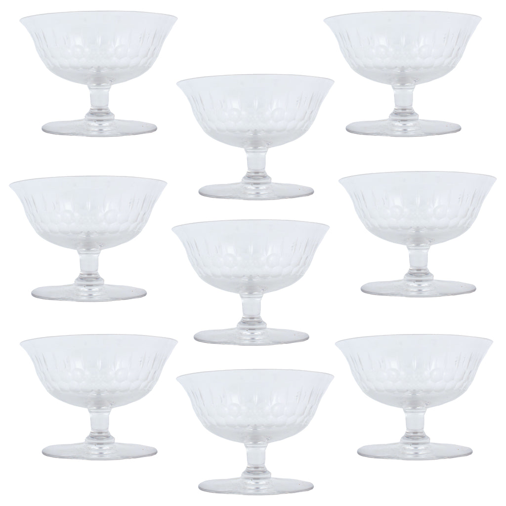 Set of Vintage French Crystal Champagne Coupes