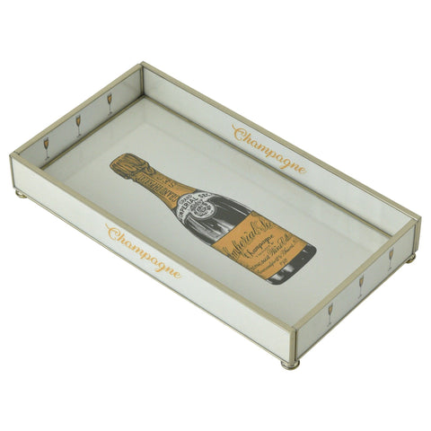 Orange Brut Champagne Bottle Nickel & Glass Tray