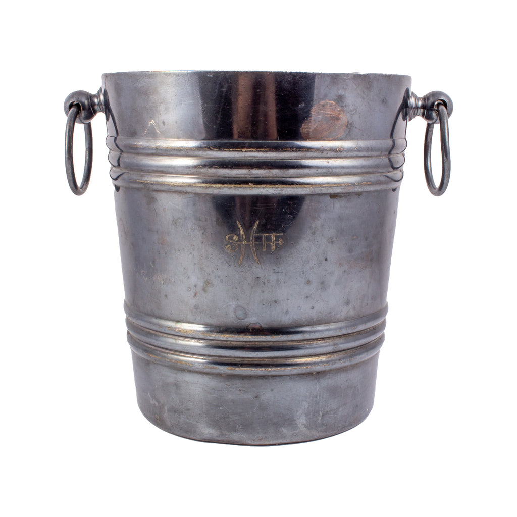 Antique Monogramed German Nickel-Silver Ice Bucket Marked WMF
