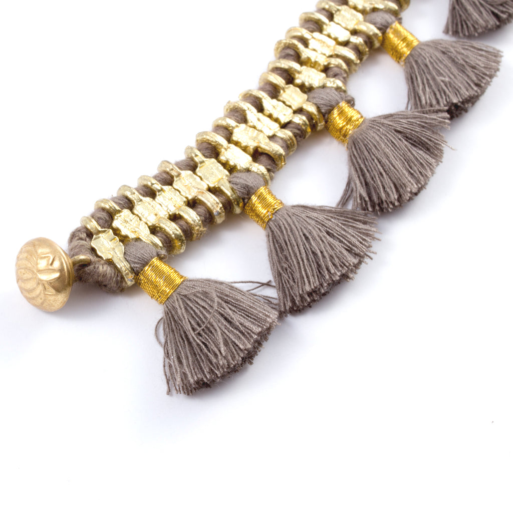 Charming Tassel Bracelet in Taupe - Handmade in Egypt
