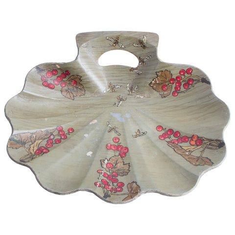 Vintage French Chinoiserie Shell Tray with Bee Detail