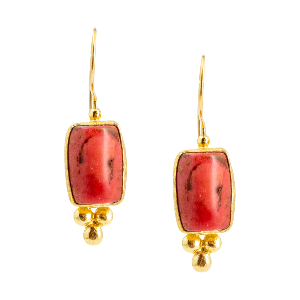 Handmade Coral Drop Earrings from Istanbul