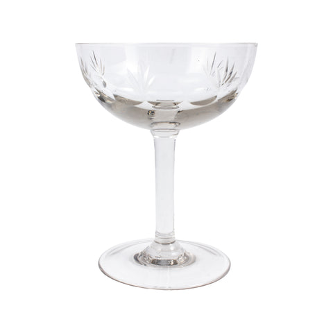 Set of 8 Antique French Crystal Champagne Coupes - Smoke