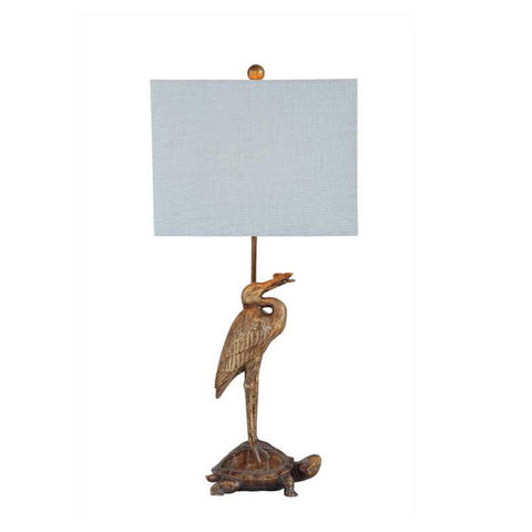 Crane & Tortoise Lamp with Pale Blue Linen Shade