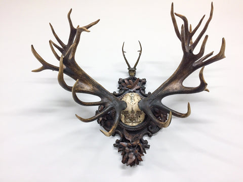 Grand Dukes of Baden Red Stag Trophy on Hand Carved Black Forest Plaque