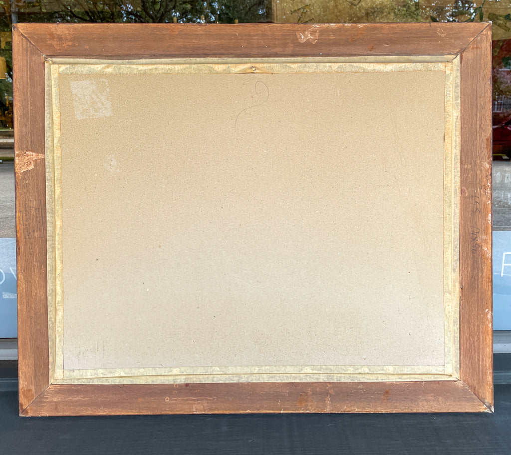 Vintage French Embroidered Art in Gilt Frame | 31 x 25