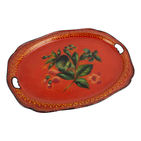 Vintage Russian Hand-Painted Enamel Metal Tray found in France