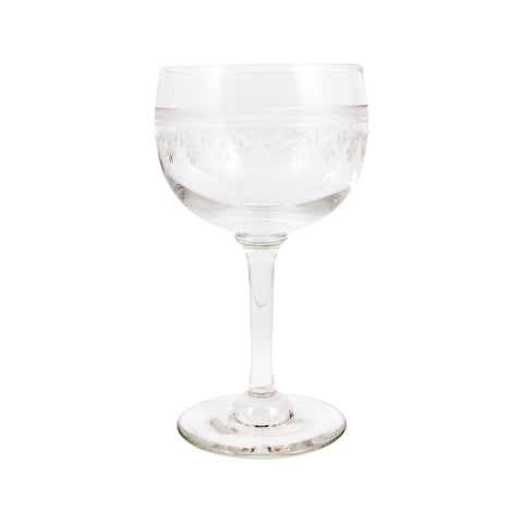 Vintage French Engraved Crystal Goblets | Set of 10