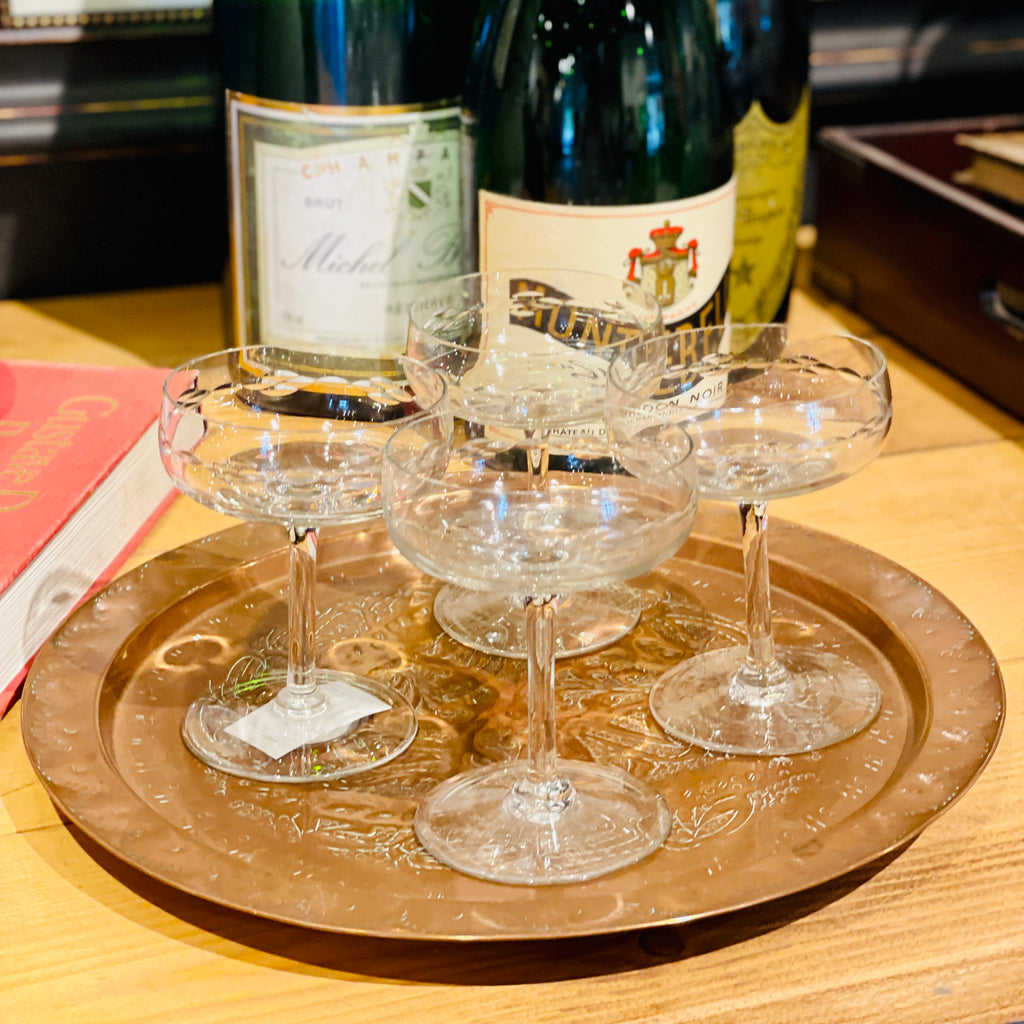 Set of Four Vintage Cut Crystal Coupe Glasses found in France
