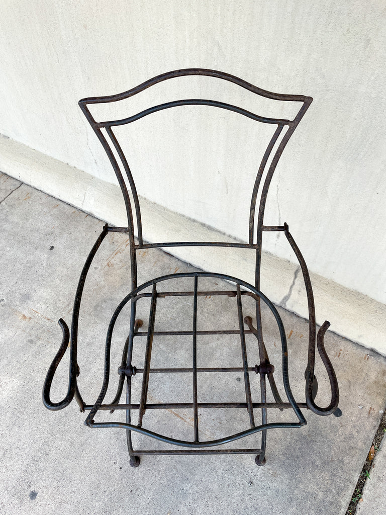 Antique French Iron Folding Garden Chair