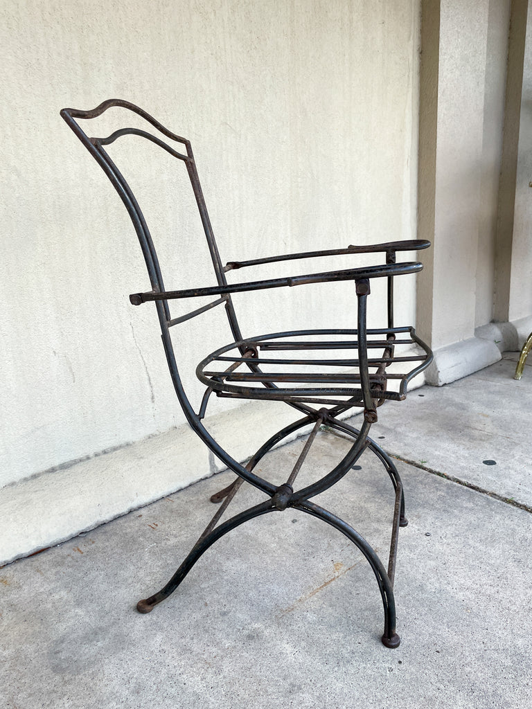 Antique French Iron Folding Garden Chair