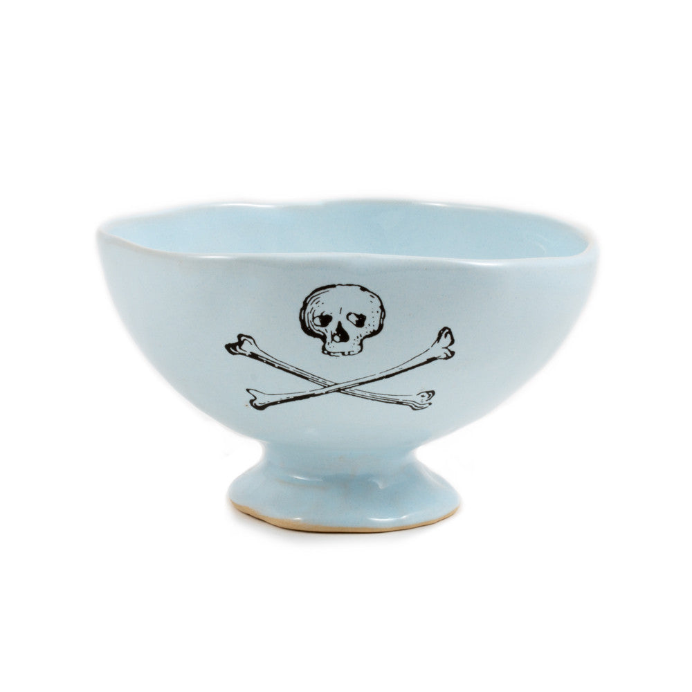 Kuhn Keramik Small Footed Tea Bowl with Skull & Crossbones Design