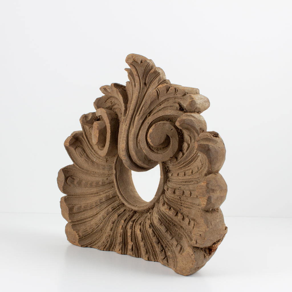 Early French Carved Wood Architectural Fragment
