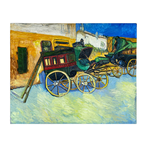 Vintage French Impressionist Painting - Study of Van Gough's Wagons