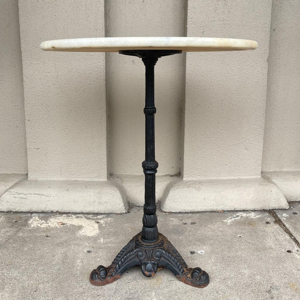 1920s French Marble & Iron Bistro Table