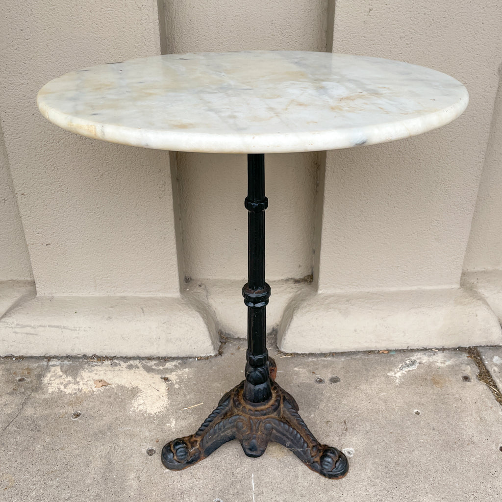 1920s French Marble & Iron Bistro Table