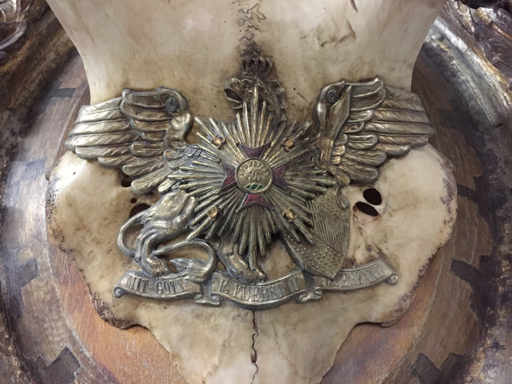 Antique Red Stag Trophy of The Grand Dukes of Baden on Ornate Gilt Plaque
