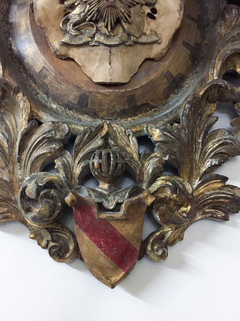 Antique Red Stag Trophy of The Grand Dukes of Baden on Ornate Gilt Plaque