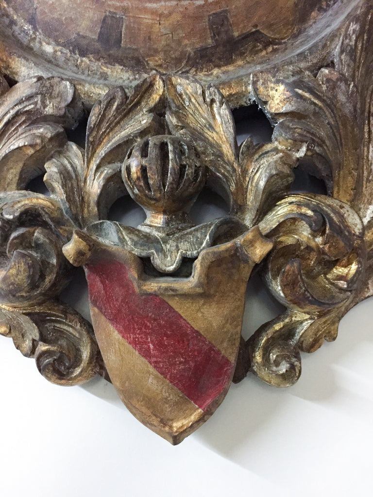 Antique Red Stag Trophy of The Grand Dukes of Baden on Ornate Gilt Plaque