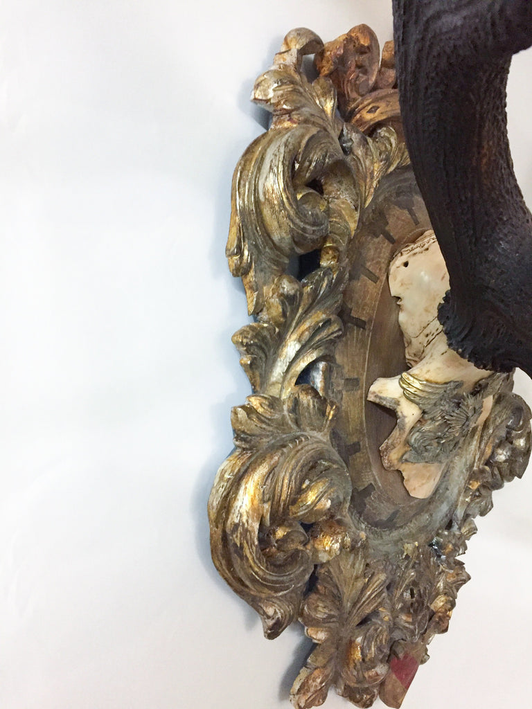 Antique Red Stag Trophy of The Grand Dukes of Baden on Ornate Gilt Plaque