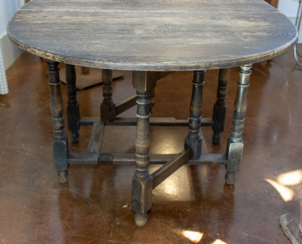 Antique French Oak Ovular Gate Leg Table and Console with Turned Leg Details