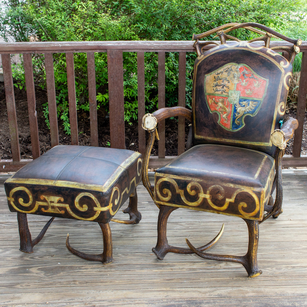 Antique chair clearance and ottoman