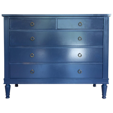 Midcentury French Hollywood Regency Dresser in Hale Navy Painted Finish