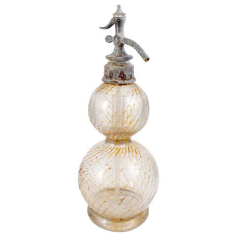 Rare 19th c French Glass Double Syphon Seltzer Bottle