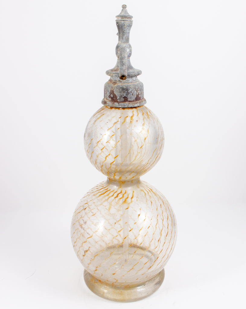 Rare 19th c French Glass Double Syphon Seltzer Bottle