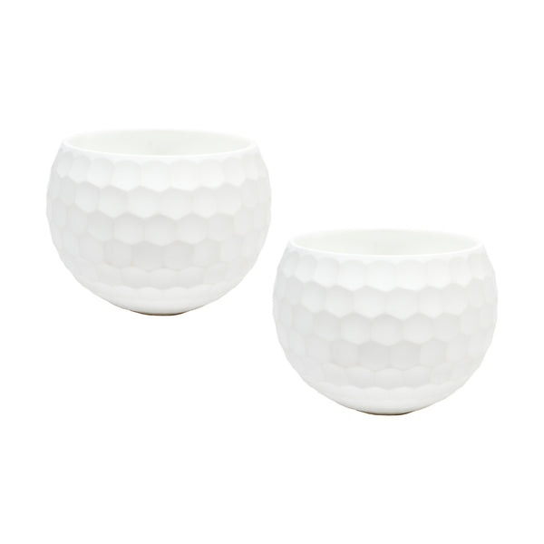 White Ceramic Honeycomb Votive Holders (Pair)