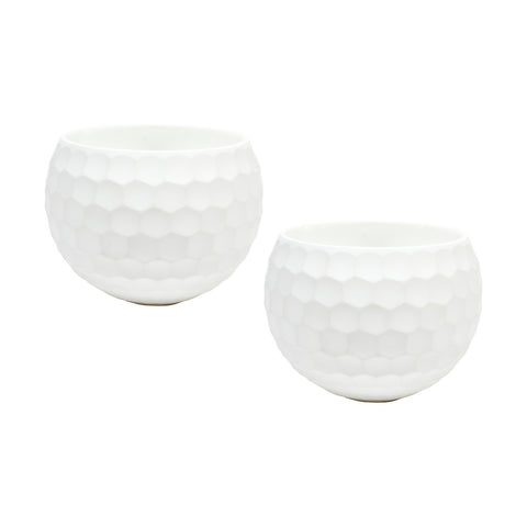 White Ceramic Honeycomb Votive Holders (Pair)