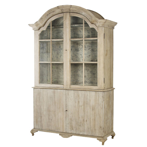 Large Distressed Hugh Cabinet w/ Glass Pane Doors
