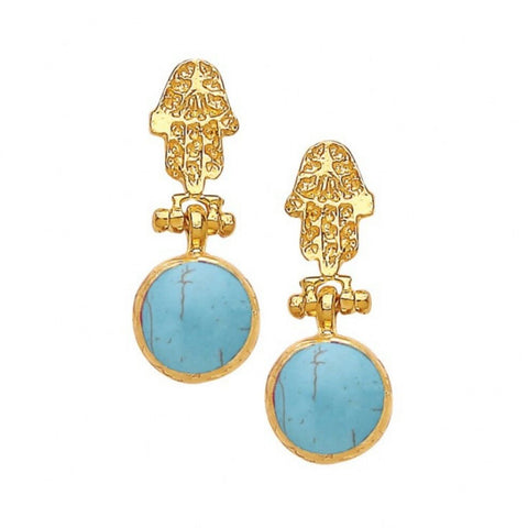 Turkish Delights Earrings: Delicate Turquoise & Hamsa Studs