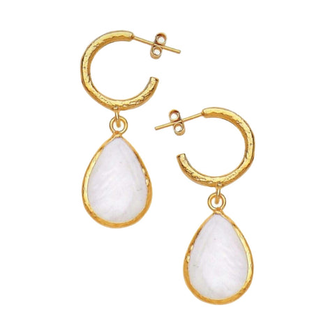 Turkish Delights Earrings: Mother of Pearl Teardrop Hoops