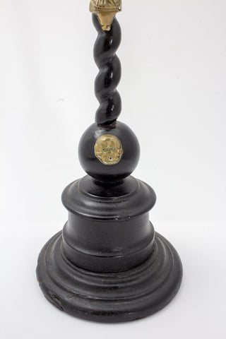 Antique Lacquered Wood & Brass Altar Crucifix found in France