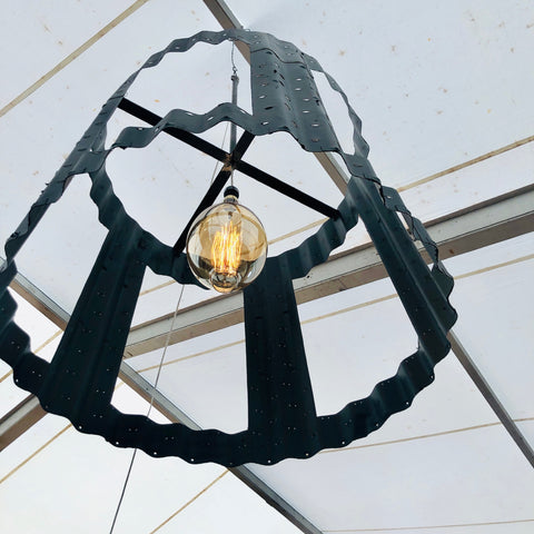 Oversized Pendant Chandelier Crafted from Vintage Aircraft Parts