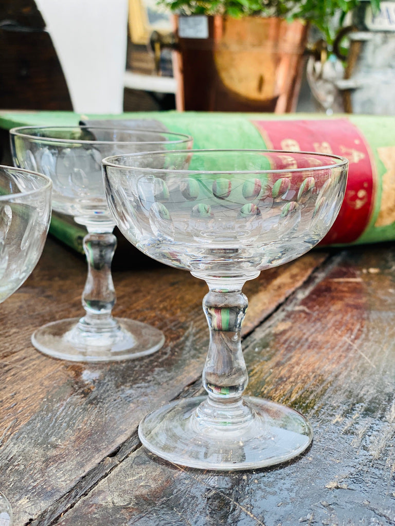 Set of 8 Antique French Crystal Champagne Coupes
