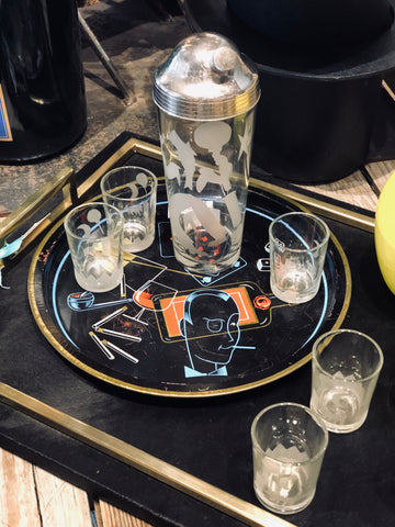 Mid-Century "Madmen" Metal Bar Tray found in France